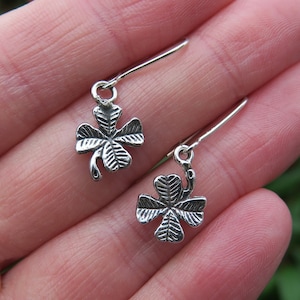 Four Leaf Clover Earrings Good Luck Gift • Lucky Clover Earrings • Sterling Silver 4 Leaf Clover • Good Luck Jewelry