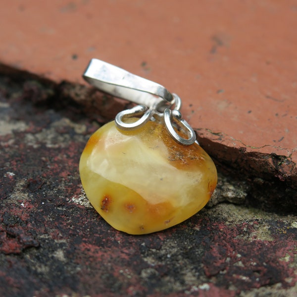 Amber Heart Pendant • Sterling Silver Amber Necklace • Amber Heart Charm