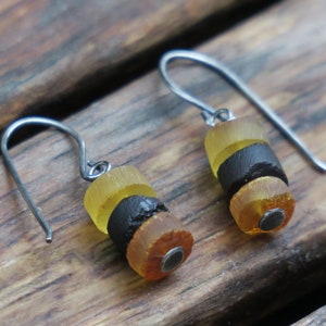 Raw Amber Earrings • Sterling Silver Handcrafted Jewellery • Baltic Amber Earrings