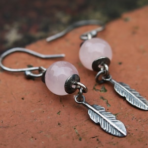 Sterling Silver and Gemstone Feather Dangle Earrings