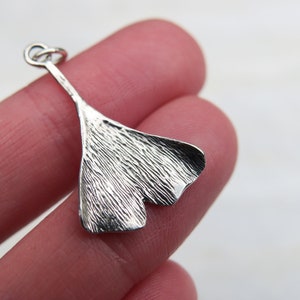 Silver Ginkgo Leaf Pendant • Plant Pendant • Sterling Silver Ginkgo Necklace • Christmas Gift