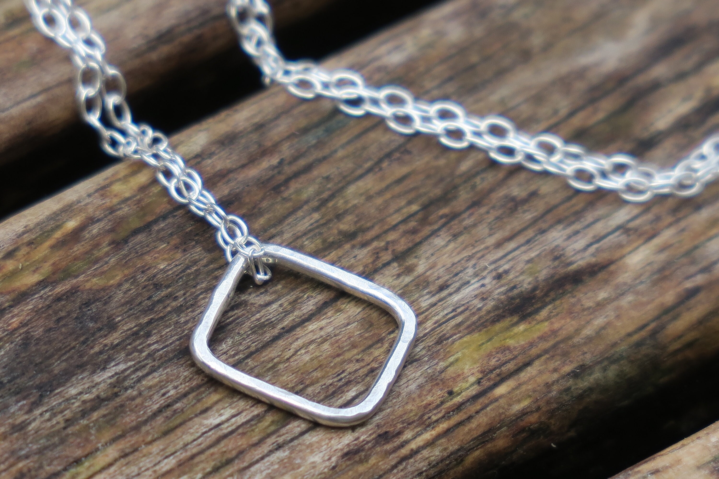 Sterling Silber Quadrat Halskette • Einfache Silber Halskette • Geometrische Halskette • Halskette für jeden Tag