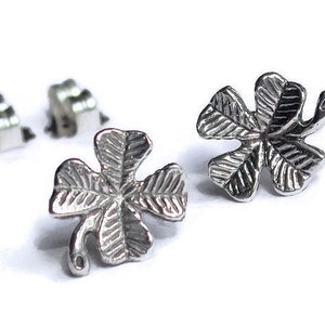 Four Leaf Clover Stud Earrings • Lucky Clover Earrings • Sterling Silver 4 Leaf Clover • Small Silver Stud Earrings