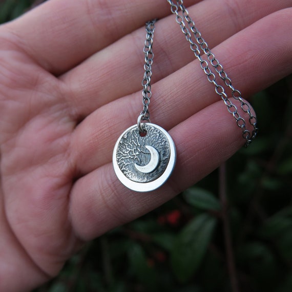 Loved to the moon and back Fingerprint Necklace in Silver or 9ct Gold -  Hold upon Heart