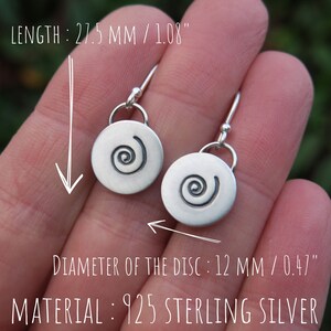Spiral Dangle Earrings Silver Circle Earrings Simple Jewellery image 4