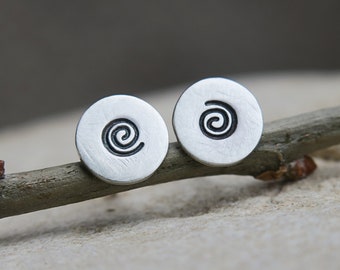 Spiral Stud Earrings • Silver Spiral Earrings • Spiral Studs • Sterling Silver Stud Earrings