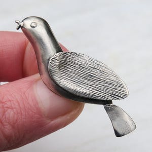 Sterling Silver Bird Brooch – Handmade Animal Pin – Nature-Inspired Gift