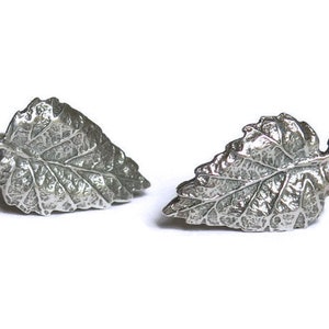 Leaf Stud Earrings • Nature Stud Earrings • Leaf Jewellery Handmade of Sterling Silver and Oxidized