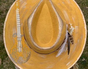 Hut mit breiter Krempe, Westernhut, Nashville, Festival Outfit, Westernhut, Vintage Westernhut, Lainey Zement, Wallen, Einzelstück