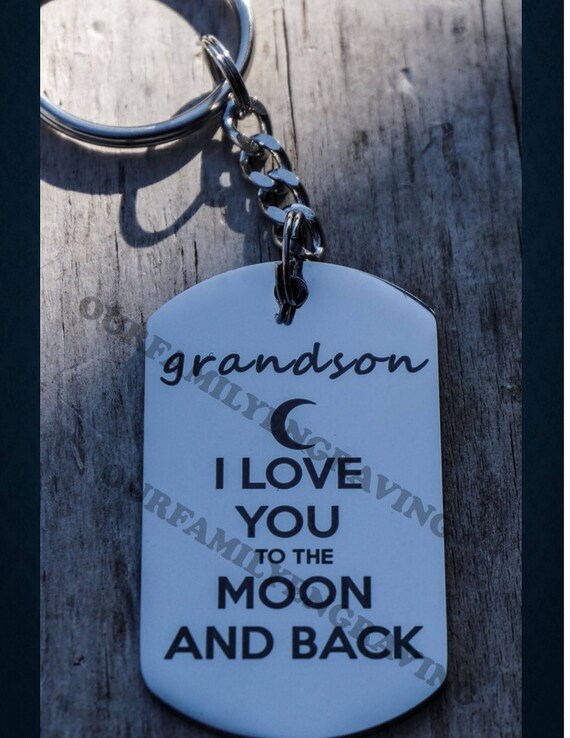 Grandson I Love You To The Moon And Back Keychain Pendant Etsy