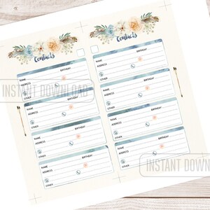PERSONAL Size Address Book for Planner, Contacts Printable Page ...
