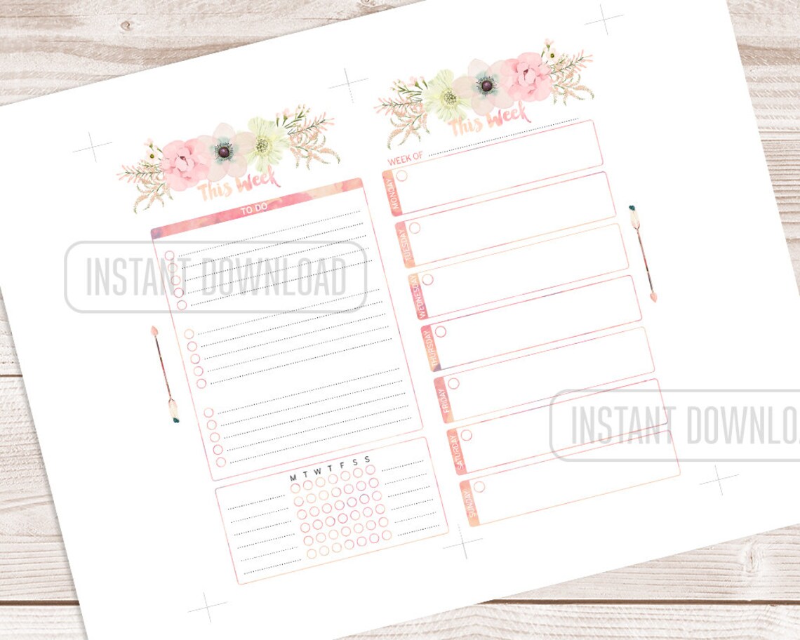 PERSONAL Size Weekly Planner, Printable Pages a Week per 2 Pages to Do ...