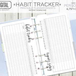 PERSONAL size Habit Tracker planner insert, monthly daily routine printable page, black and white inserts, instant download 101OR H BWSCRIPT