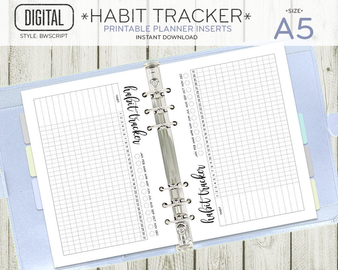 A5 Size Habit Tracker Planner Insert, Monthly Daily Routine Printable ...