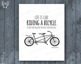 Life is like riding a bicycle printable quote home decor instant download