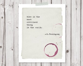 Typewriter quote Ernest Hemingway printable art instant download