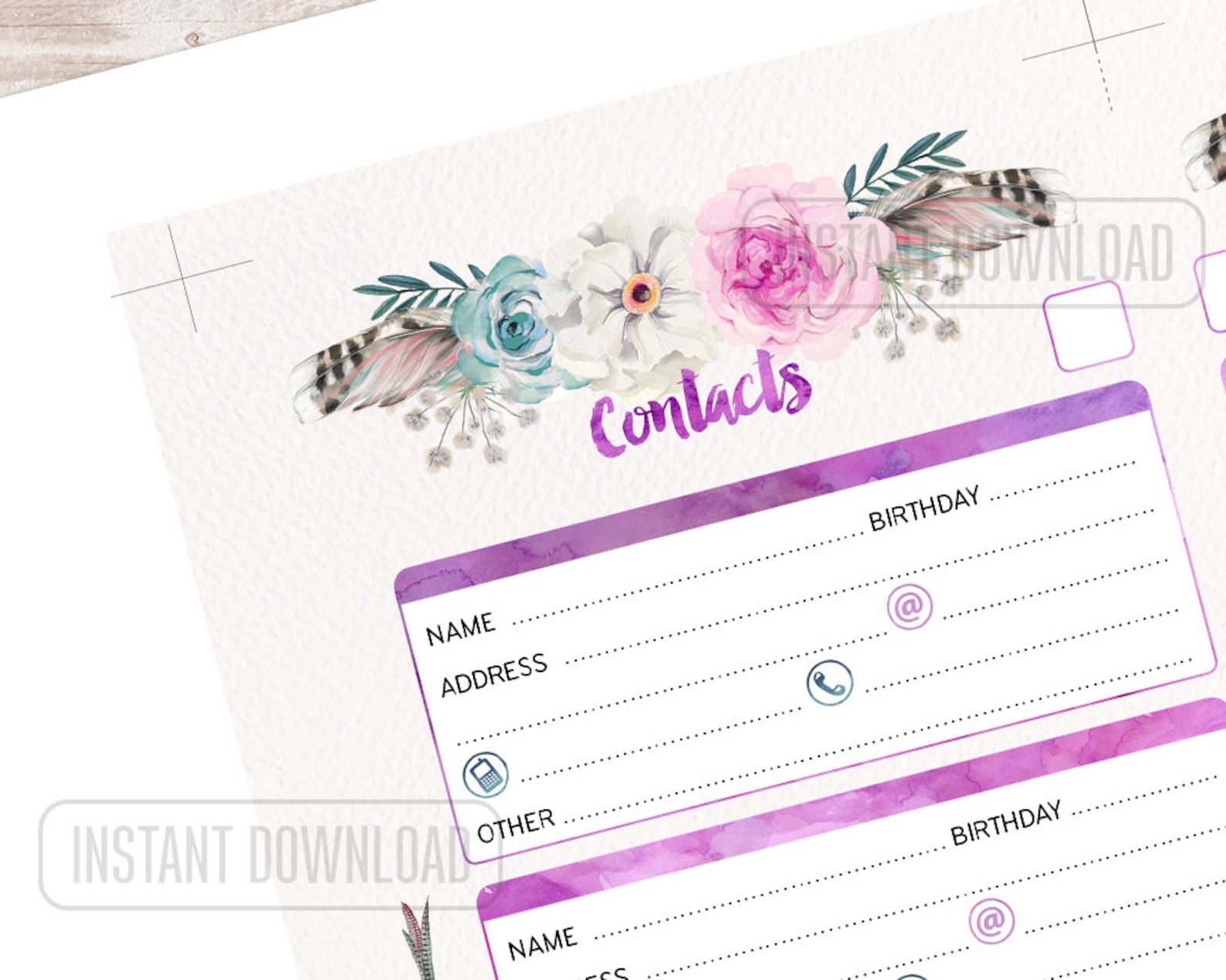 PERSONAL Size Address Book for Planner Contacts Printable - Etsy