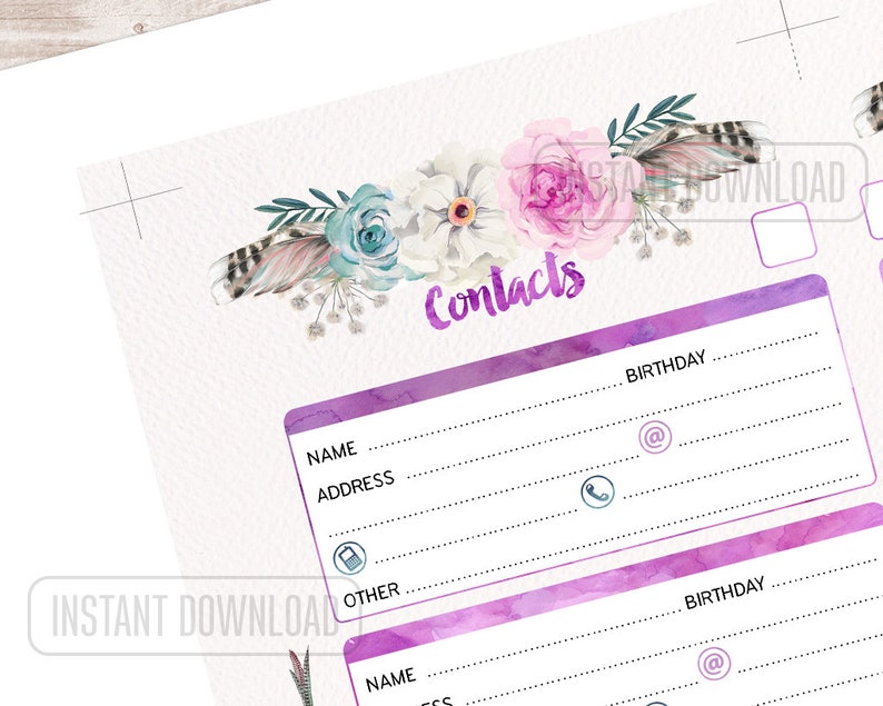 PERSONAL Size Address Book for Planner Contacts Printable - Etsy