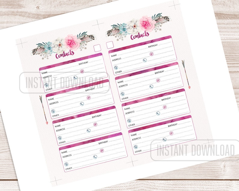 PERSONAL Size Address Book for Planner Contacts Printable - Etsy