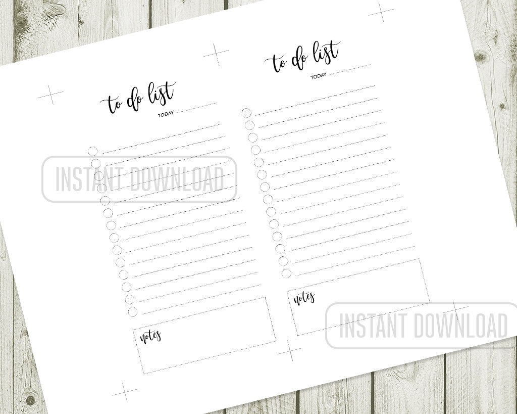 PERSONAL Size to Do List Planner Insert, Black and White Page Printable ...