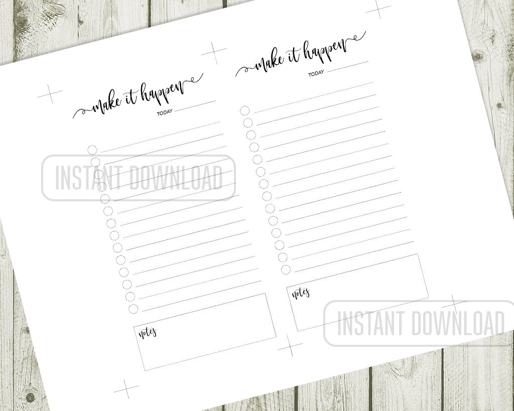 PERSONAL Size to Do List Planner Insert, Black and White Page Printable ...
