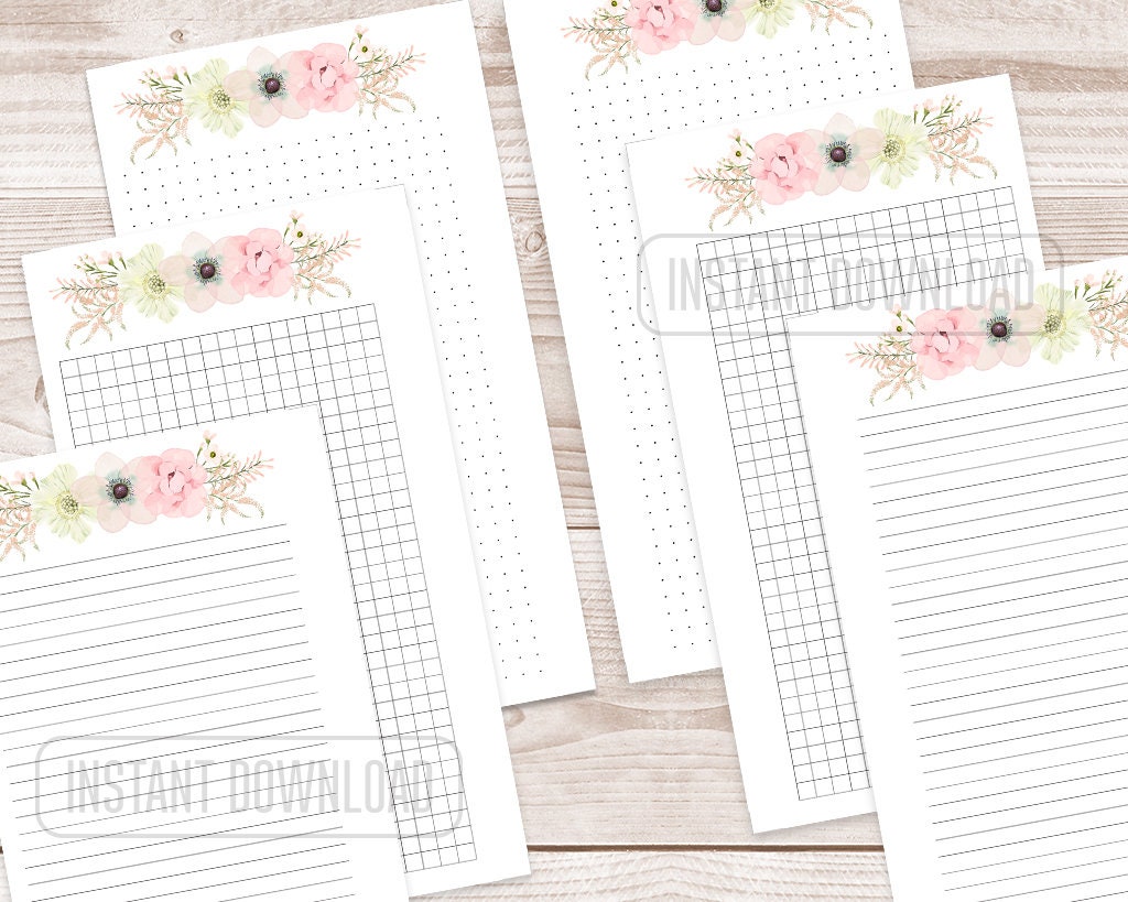 PERSONAL Size Planner, Notes Printable Pages, Dotted Grid Lined to Do ...