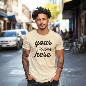 T Shirt mockup, bella canvas 3001 t-shirt mock, tshirt mockups men model t-shirt front view, pastel dust heather Instant download 0004MO J