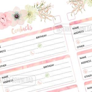 PERSONAL Size Address Book for Planner, Contacts Printable Page ...