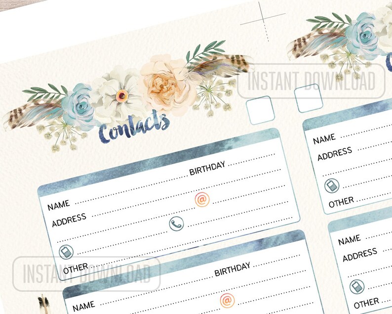 PERSONAL Size Address Book for Planner, Contacts Printable Page ...