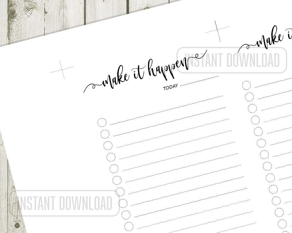 PERSONAL Size to Do List Planner Insert, Black and White Page Printable ...