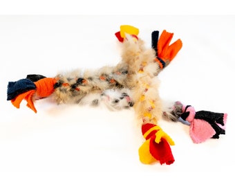 Rabbit Fur Fleece Braided Tug Toy for Dogs, Ethically Sourced, Strong 4 Strand Braid, Interactive Play, Safe Fetch Stick, Handmade in UK