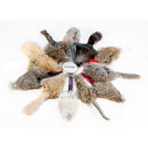 Catnip Filled Rabbit Fur Mouse Shaped Cat Toy Mini Size