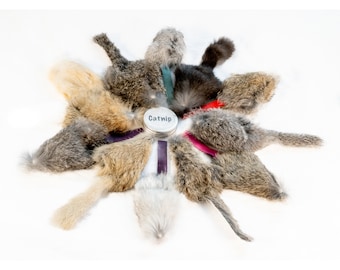 Catnip Filled Rabbit Fur Mouse Shaped Cat Toy Mini Size