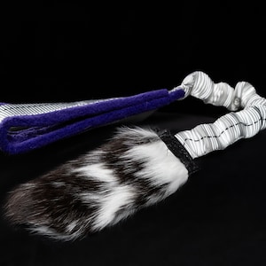 Rabbit Fur Bungee Handled Tuggie Small Dog Toy Small Dog Agility low resistance gentle tug image 3