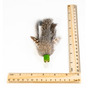 Feather and rabbit fur lure cat fishing pole attachment toy for interactive play natural image 3