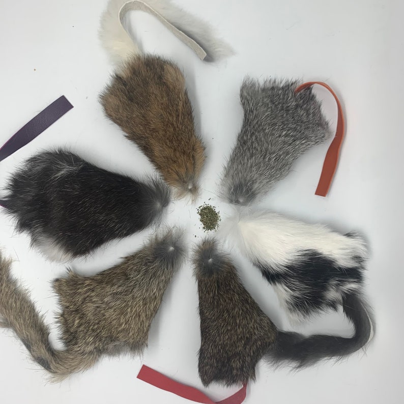 Catnip Filled Rabbit Fur Mouse Shaped Cat Toy Handmade large size mouse