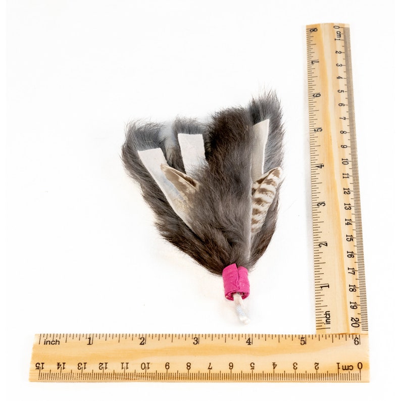 Feather and rabbit fur lure cat fishing pole attachment toy for interactive play natural image 6