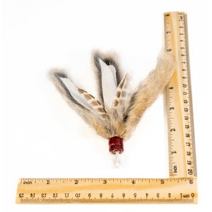 Feather and rabbit fur lure cat fishing pole attachment toy for interactive play natural image 4