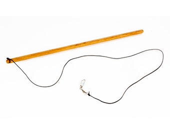 Cat fishing pole with hook for interchangeable toys Tulipwood pole only, sustainable, Handmade in UK