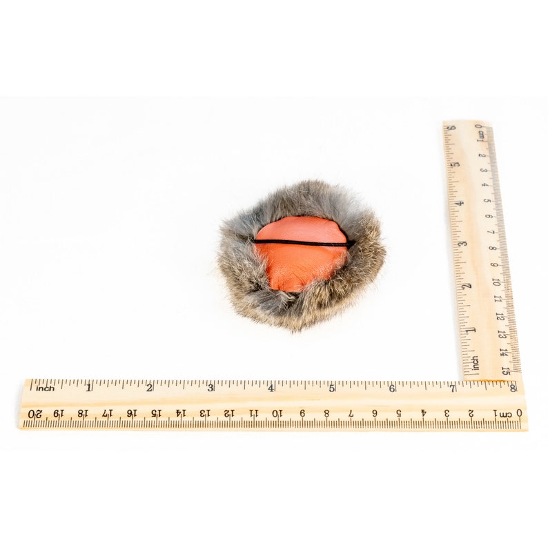 Rabbit Fur and Leather Circular Squeaky Dog Toy on a Finger Loop Training for show ring obedience not suitable to be given directly to pets image 9