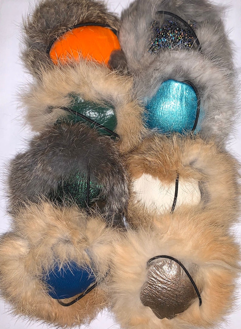 Rabbit Fur and Leather Circular Squeaky Dog Toy on a Finger Etsy