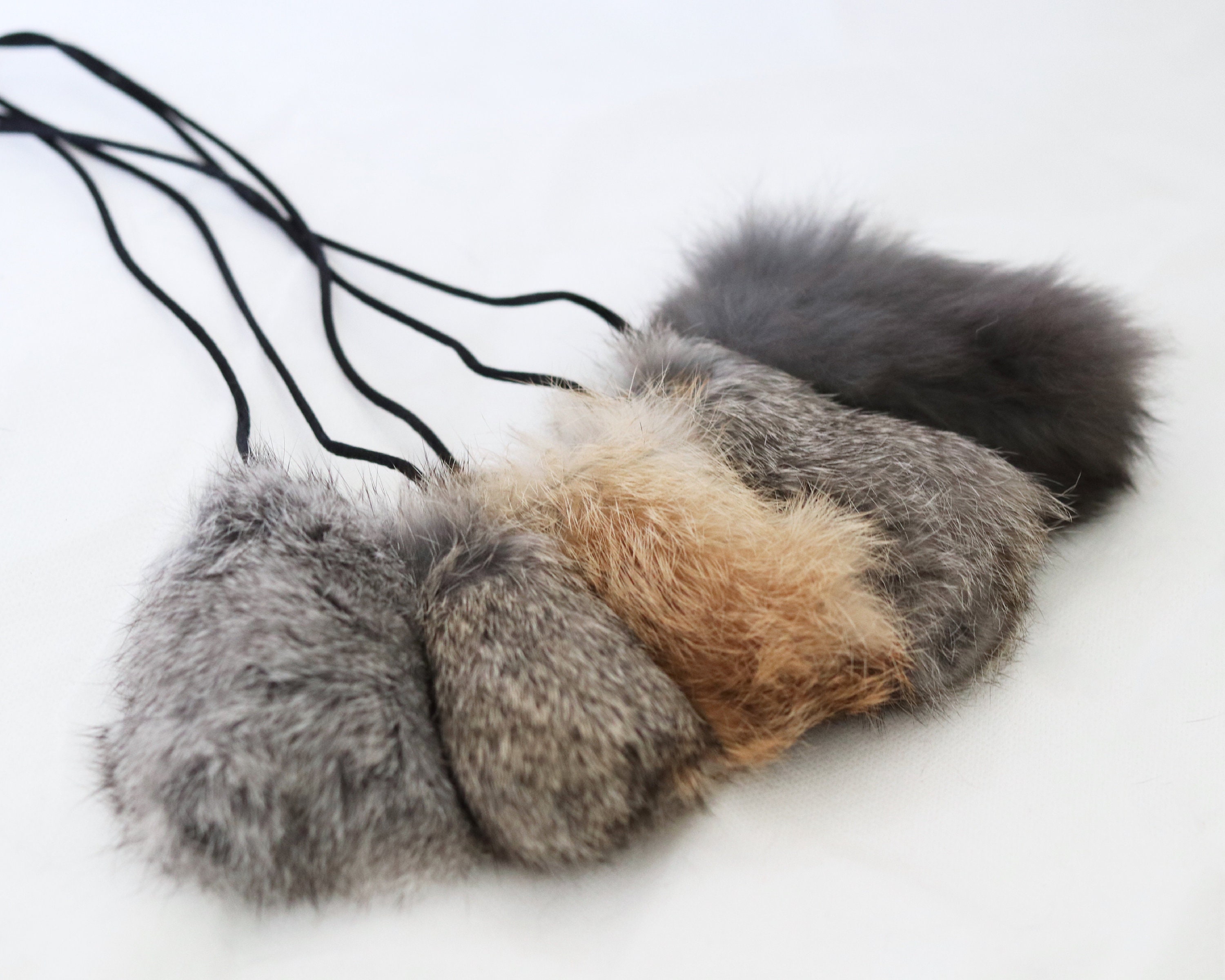 Rabbit Fur chirp toy on a long string attention aid for dogs Training ...