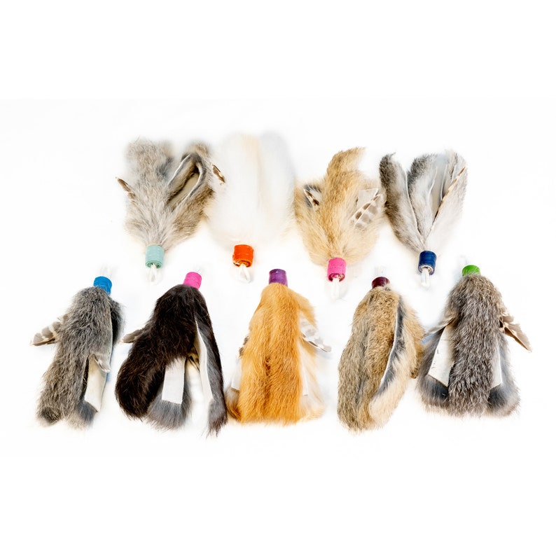 Feather and rabbit fur lure cat fishing pole attachment toy for interactive play natural image 1