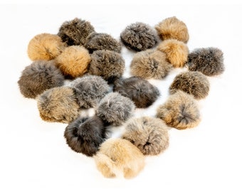 Catnip Filled Flat Rabbit Fur Balls Cat Toy *one pair of balls* | Handmade in UK | Limited quantity