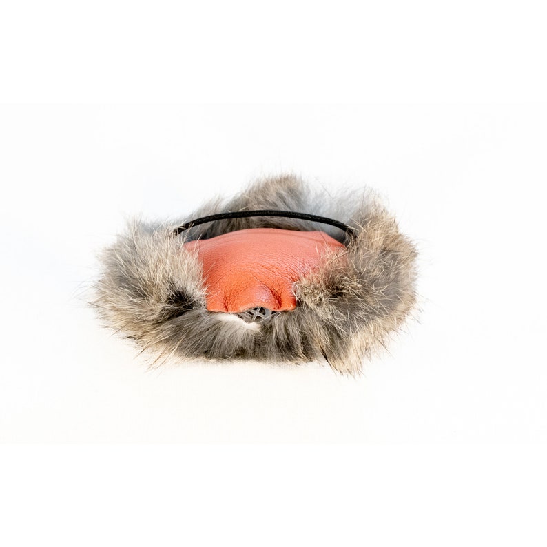 Rabbit Fur and Leather Circular Squeaky Dog Toy on a Finger Loop Training for show ring obedience not suitable to be given directly to pets image 10