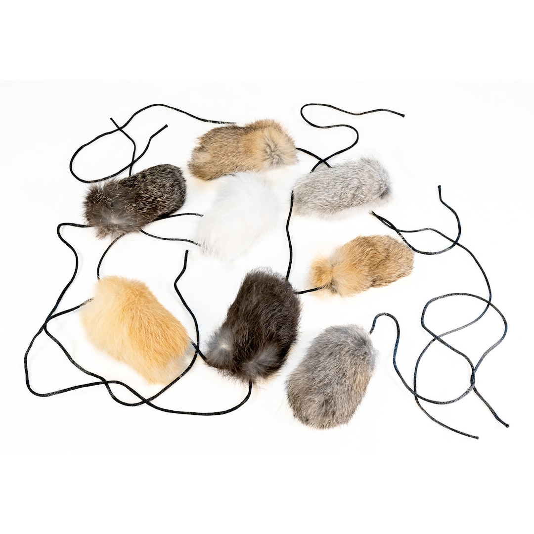 Rabbit Fur Chirp Toy on a Long String Attention Aid for Dogs Training ...