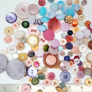 140+ Vintage Asst Soft Color Pastel Buttons - Variety of Sizes, Shapes, Styles and Color Variations - Bulk Lot