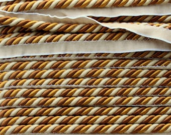 Gold and cream 1/2 cording with lip trim - Upholstery Decor Pillow Embellishments