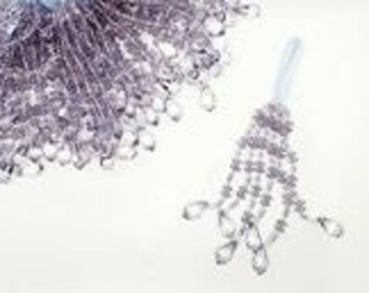 Beaded D'Kei Elegant Tassels - Clear Light Blue - 4" Beaded Tassel - Satin Loop - Ice Blue