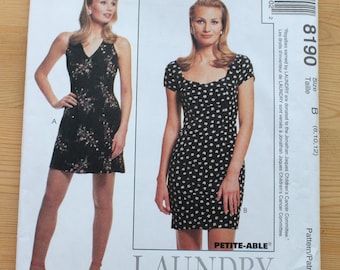 McCall's LAUNDRY by Shelli Segal Dress Pattern #8190 - Size 8 10 12 - UNCUT Pattern - printed 1996 - Empire Waist - Halter Dress